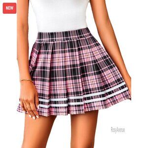 Pleated Mini Skirt High Waist Elastic School Uniform Cheer Skirt